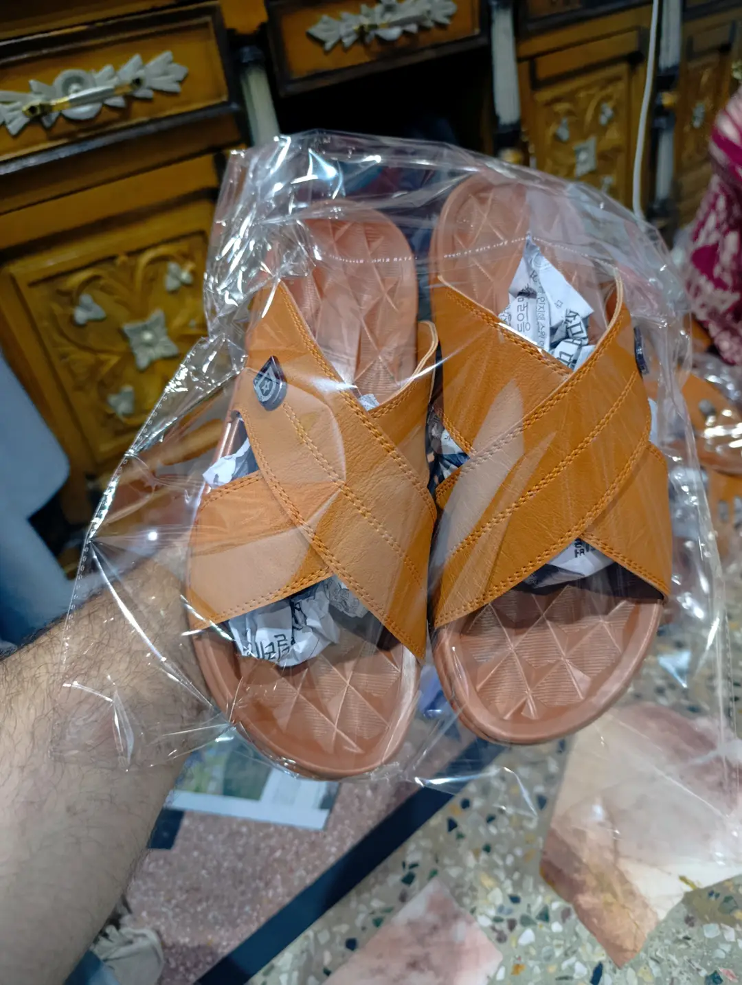 Men's Cross Strap Slide Sandals | Premium Soft Comfortable Slippers for Men | Lightweight Anti-Slip Casual Summer Slides | Indoor Outdoor Open Toe Brown Sandals