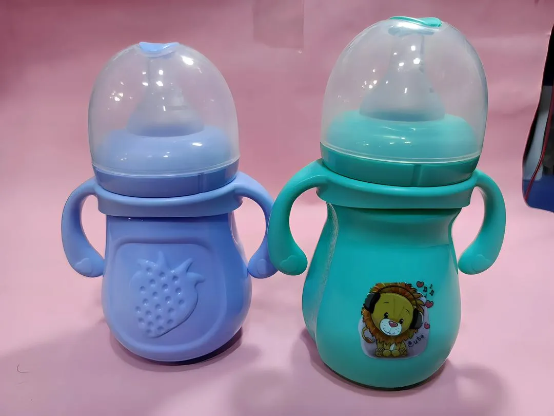 Stylish Baby Feeding Bottles Blue Green Wide Neck