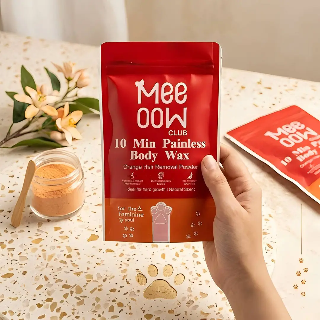 Meeoow Club 10 Min Painless Body Wax Powder – Mogra Scented Herbal Hair Removal Powder (100g)