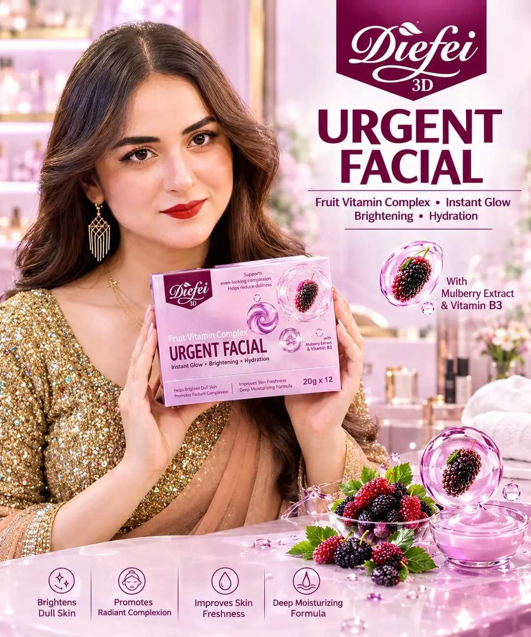 Diefei 3D Urgent Facial Fruit Vitamin – 12 Pieces