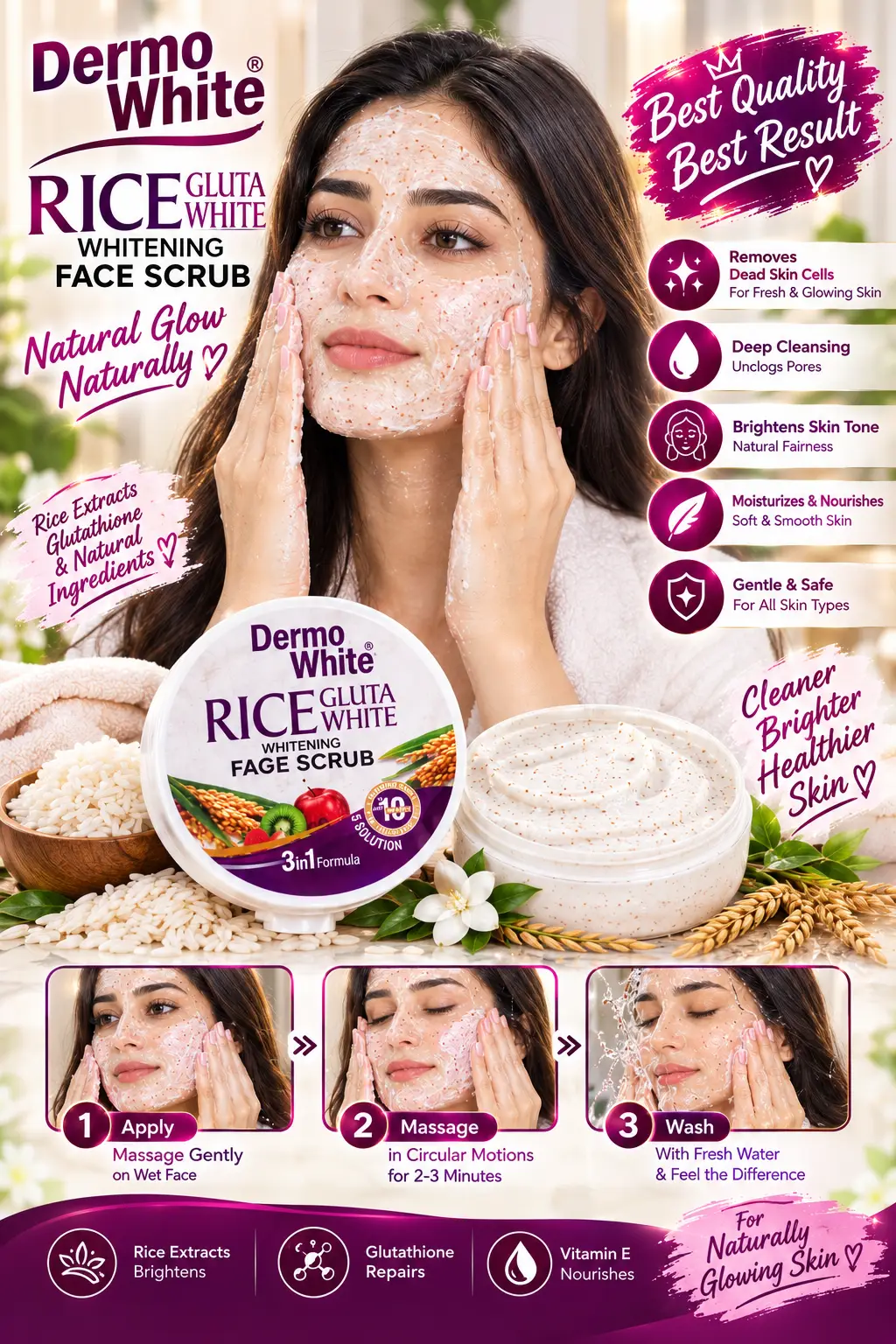 Dermo White Rice Gluta White Whitening Face Scrub