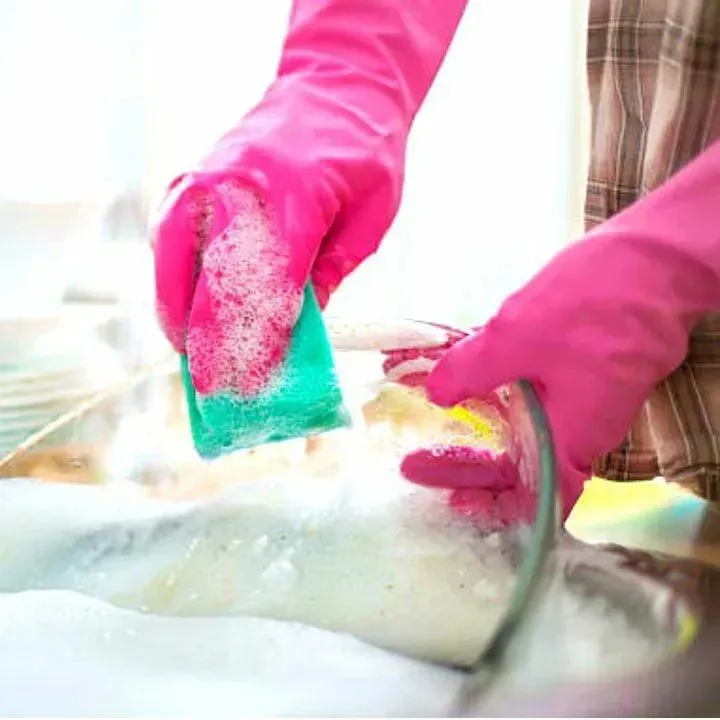 Pink Rubber Kitchen Cleaning Gloves 1 Pc Multicolor