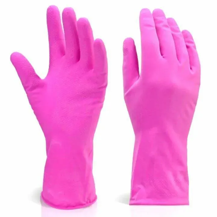 Pink Rubber Kitchen Cleaning Gloves 1 Pc Multicolor