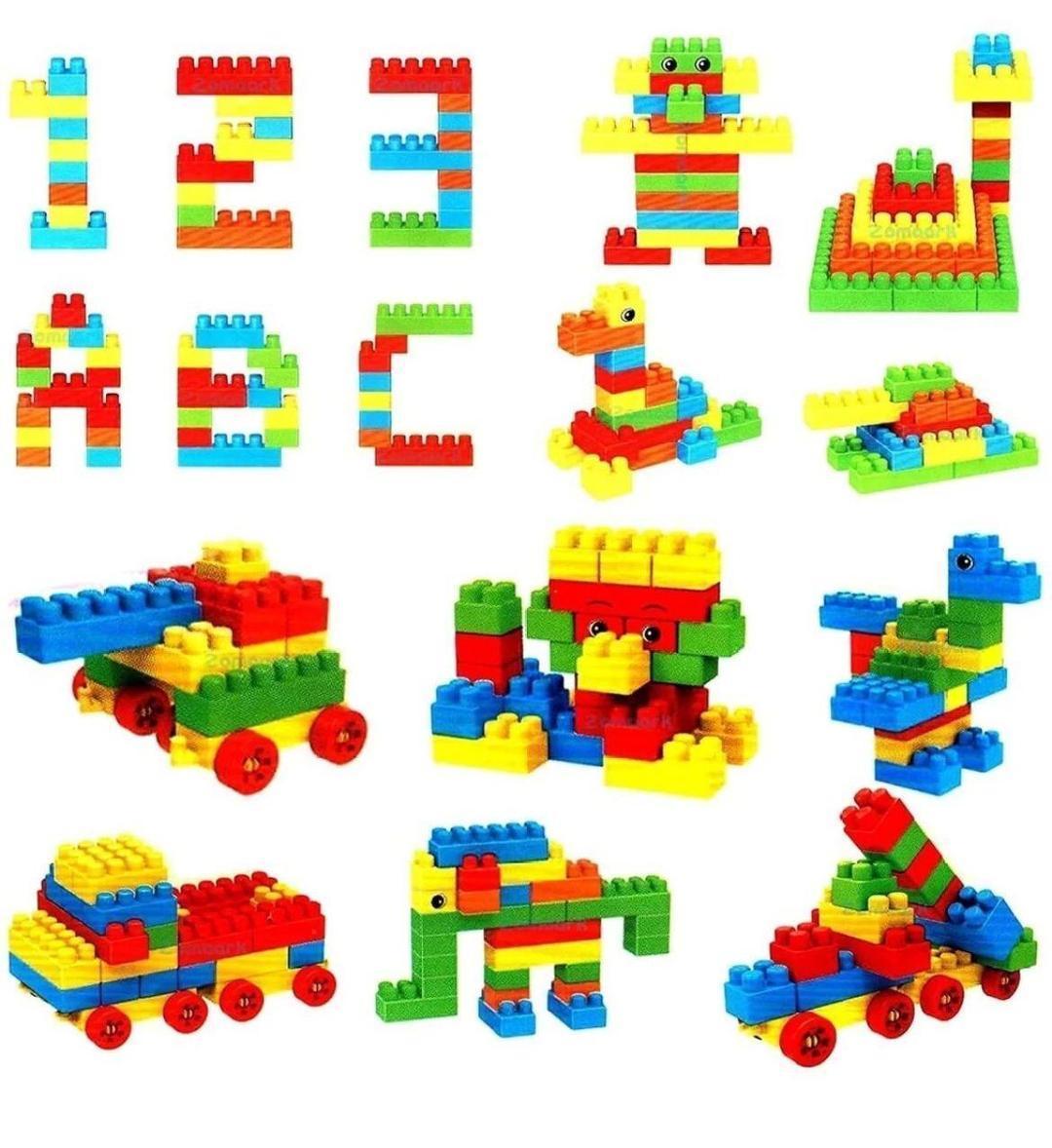 43-Piece Multicolor Plastic Building Blocks Set for Kids