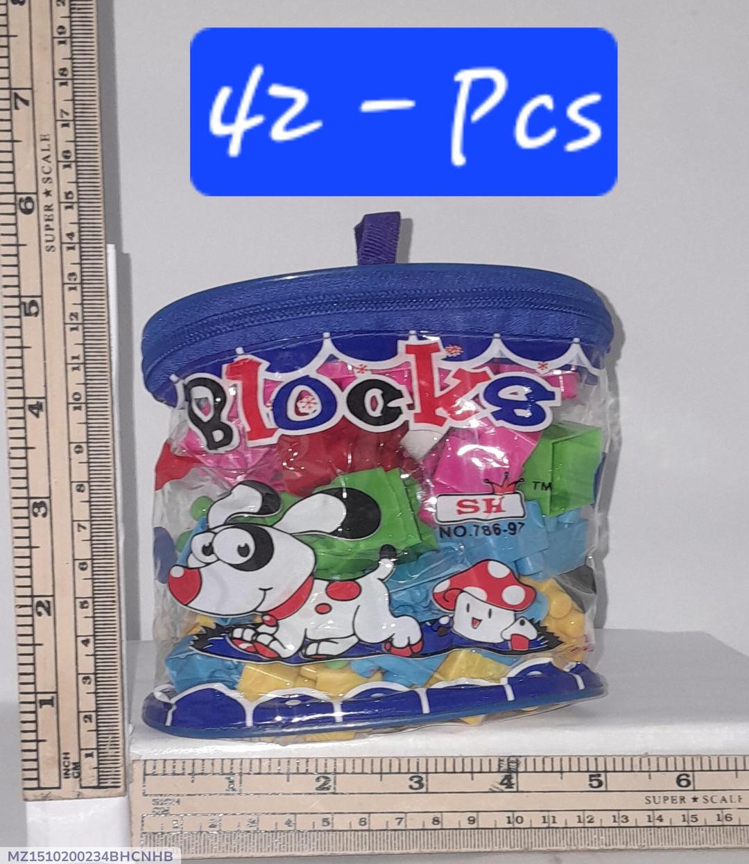 42-Pcs Multicolor Plastic Building Blocks Set for Kids