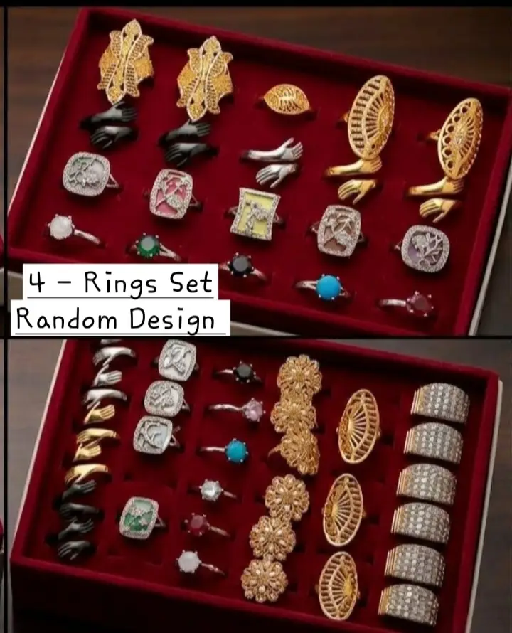4- Pcs Rings Set Random Design 