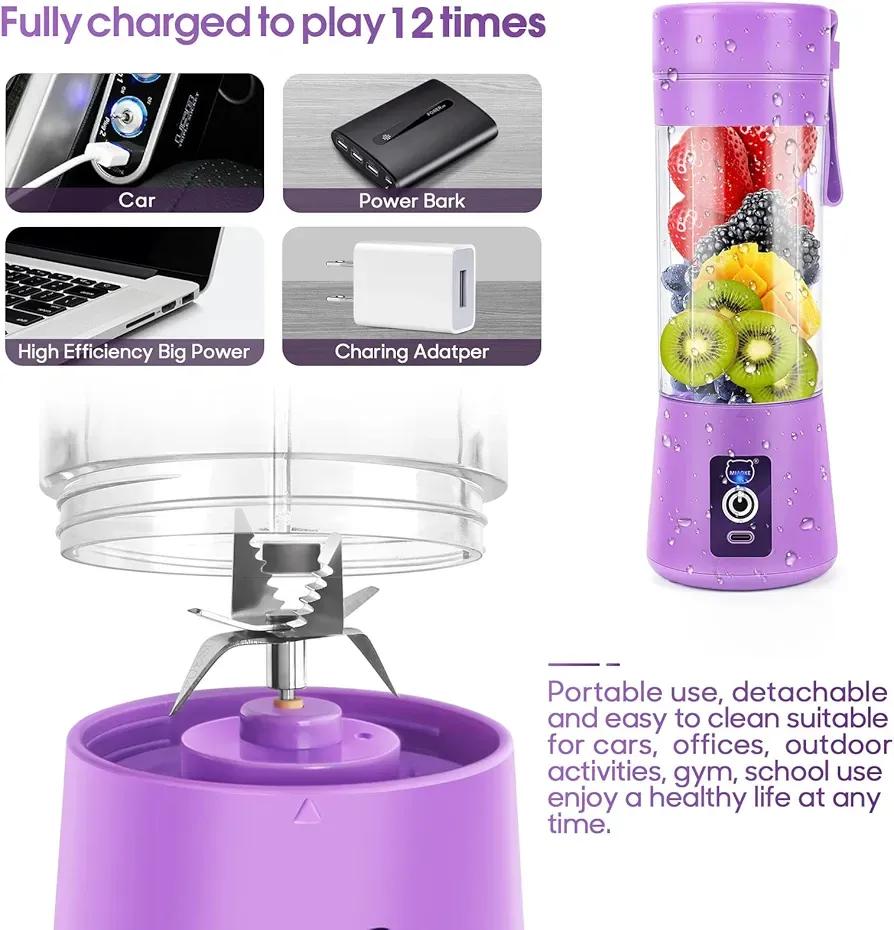 Purple Electric Juicer Blender for Smoothies & Fruits