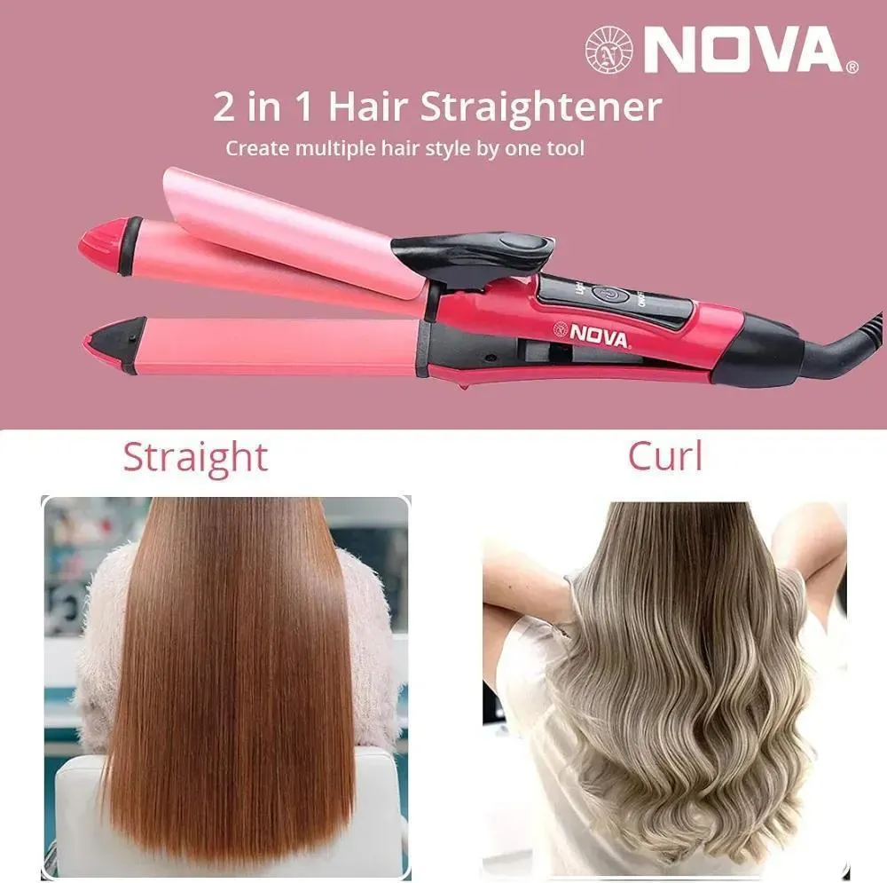 Nova 2 in 1 Hair Straightener & Curler Pink