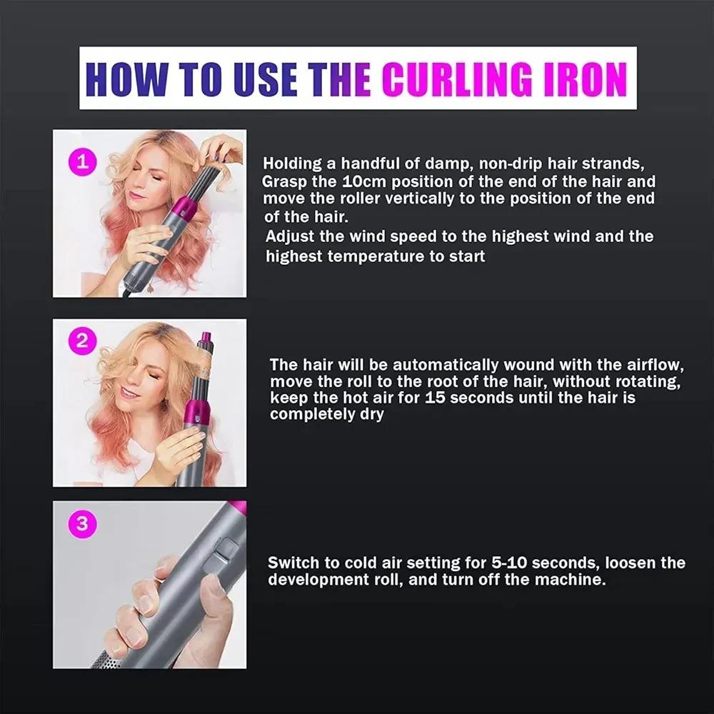 5-in-1 Hair Curler & Straightener Pink Silver