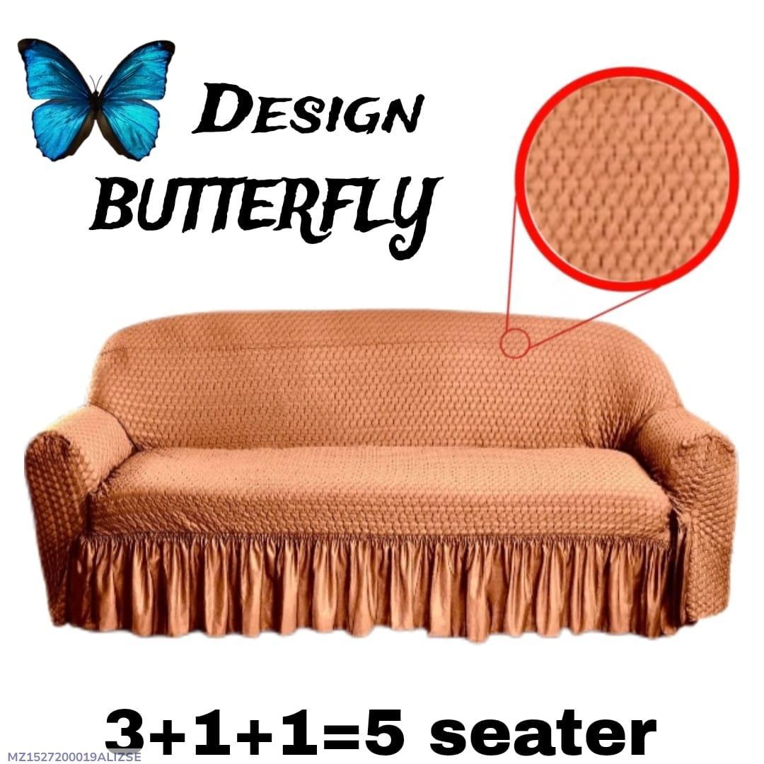 5 Seater Sofa Cover Golden Textured Jersey Fabric