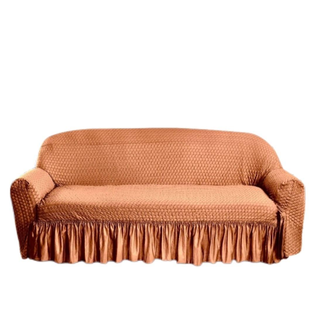 5 Seater Sofa Cover Golden Textured Jersey Fabric