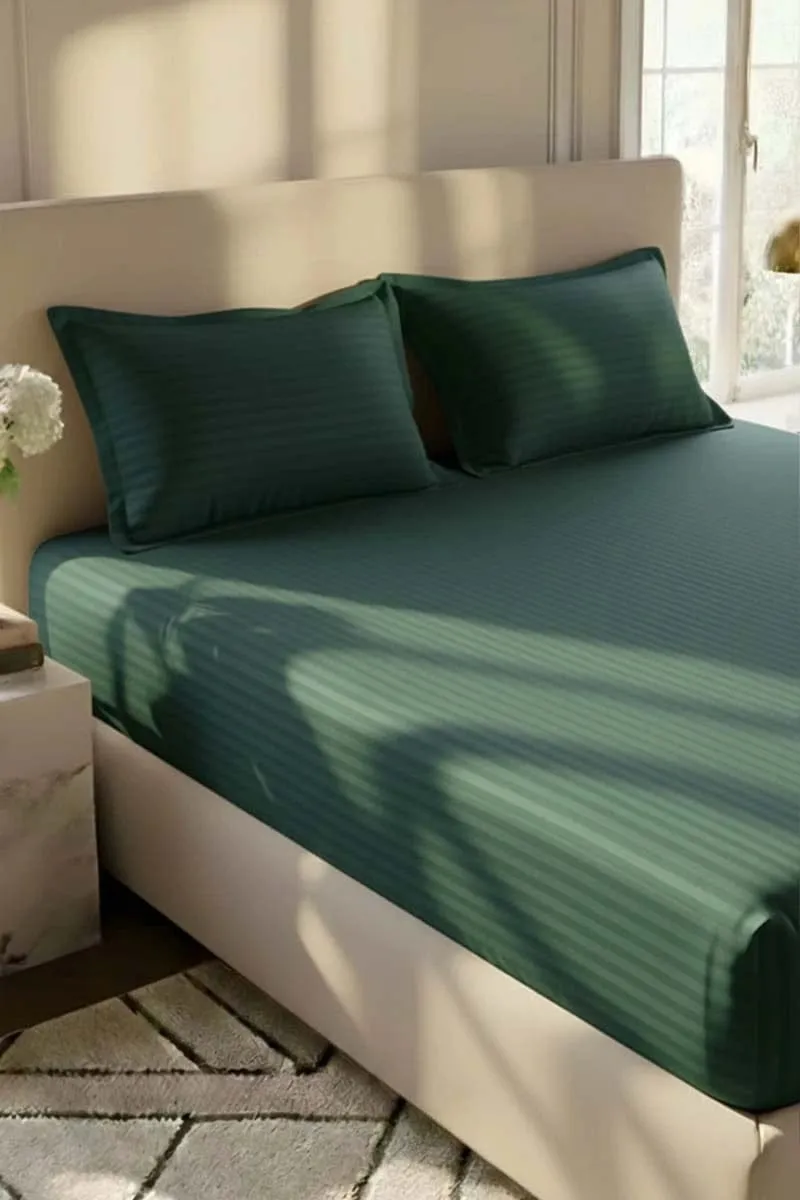 3 Pcs Micro Cotton Plain Double Bedsheet