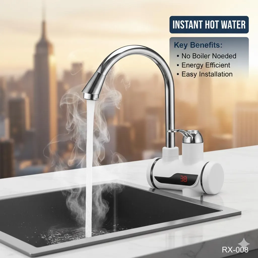 Instant Hot Water Electric Faucet Stainless Steel Kitchen Sink