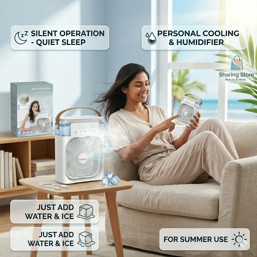 Portable Mini Air Cooler Fan with Humidifier for Summer Use