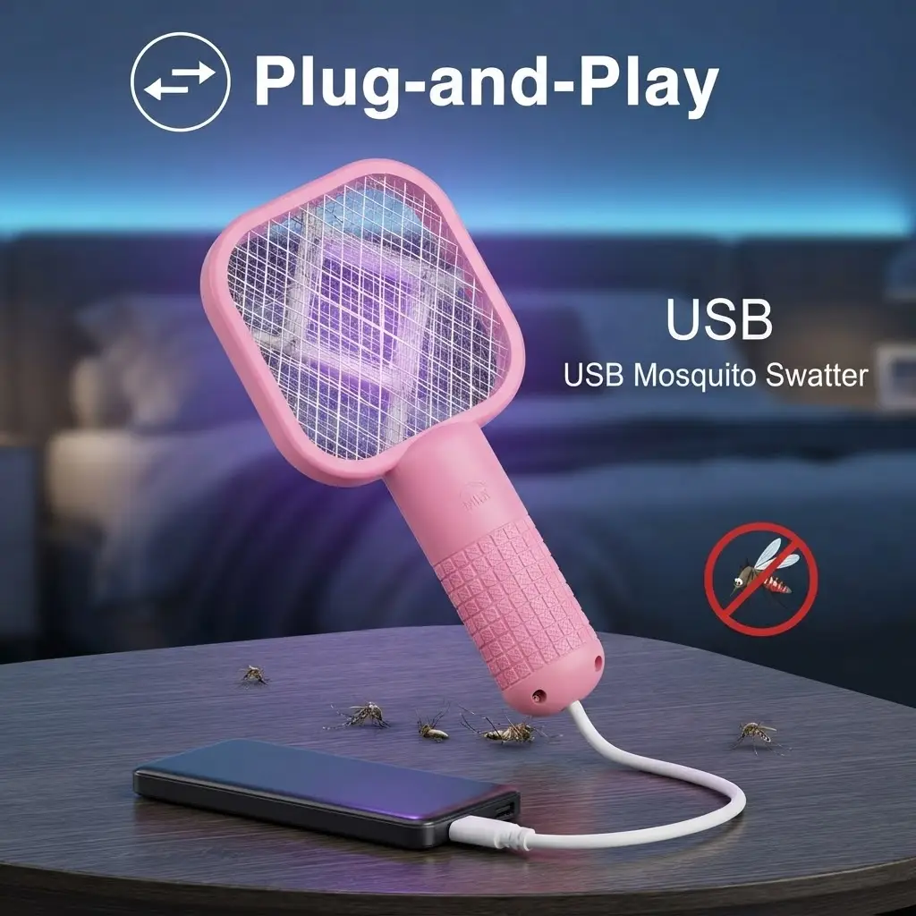 Rechargeable USB Electric Mosquito Swatter & Bug Zapper | Light UV Fly Killer