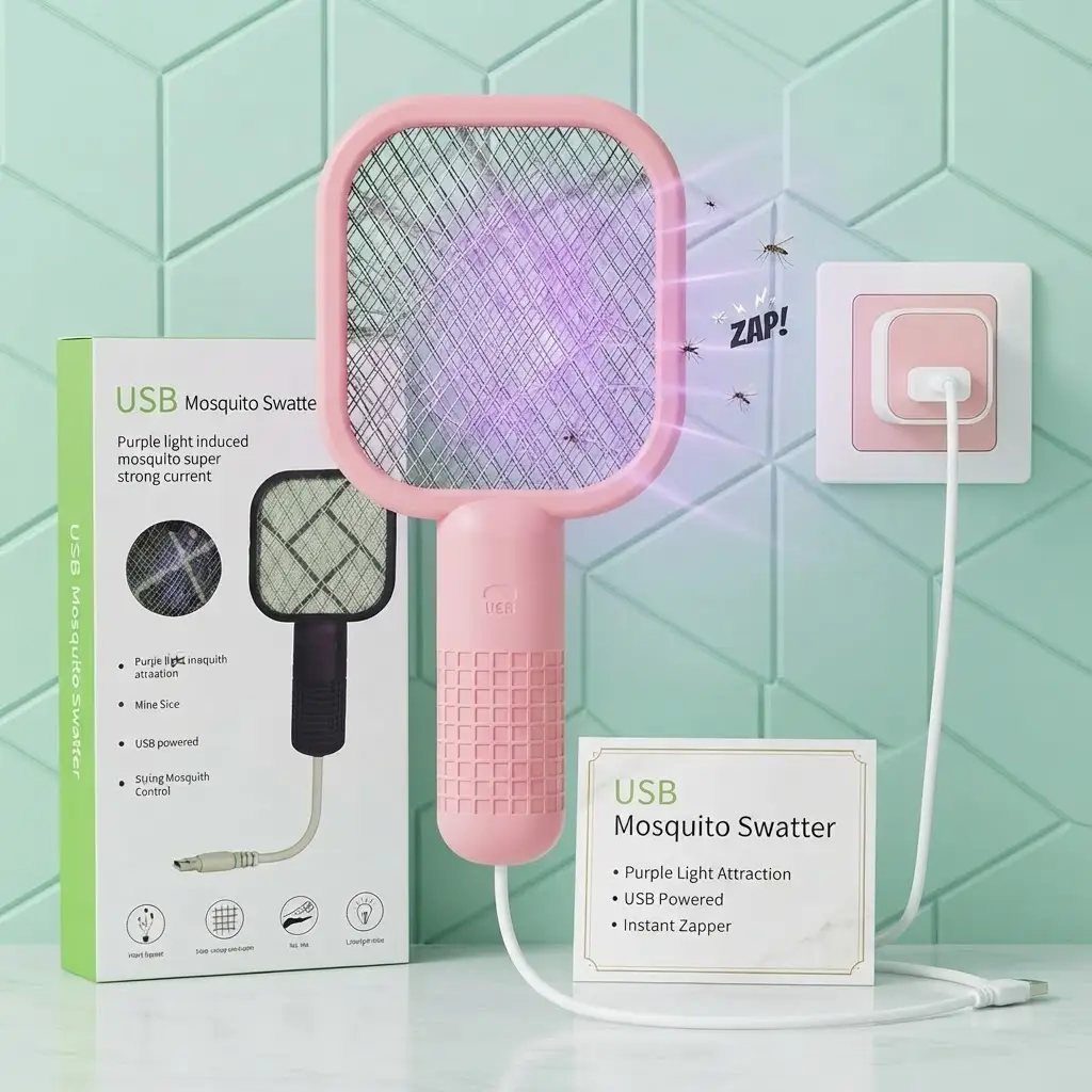 Rechargeable USB Electric Mosquito Swatter & Bug Zapper | Light UV Fly Killer
