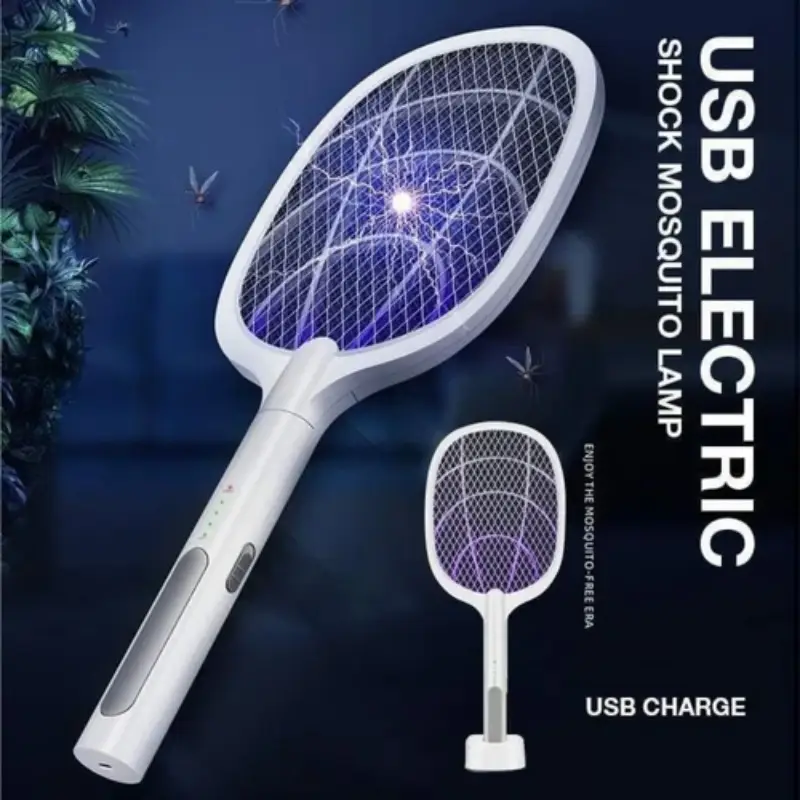 3-in-1 Electric Mosquito Killer Racket & Bug Zapper Lamp | Rechargeable Fly Swatter