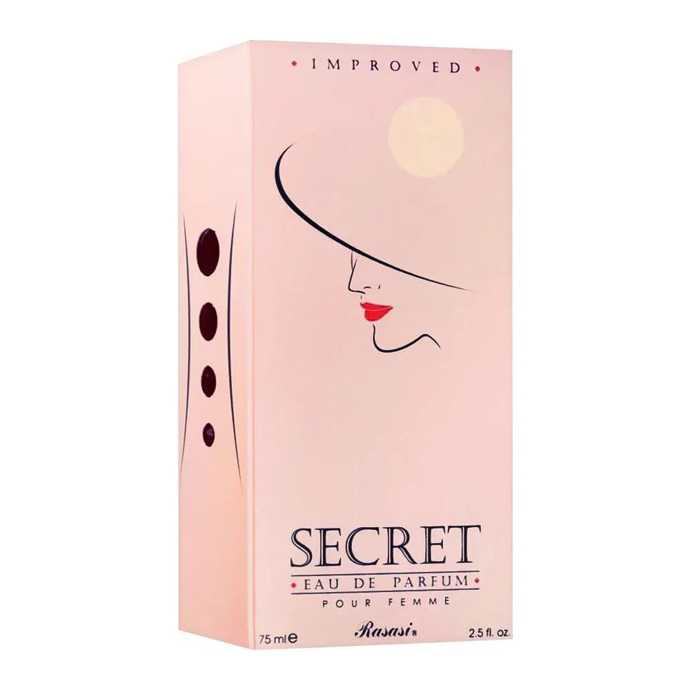 Rasasi Secret Eau de Parfum for Women – Long-Lasting Floral Fragrance, 75ml