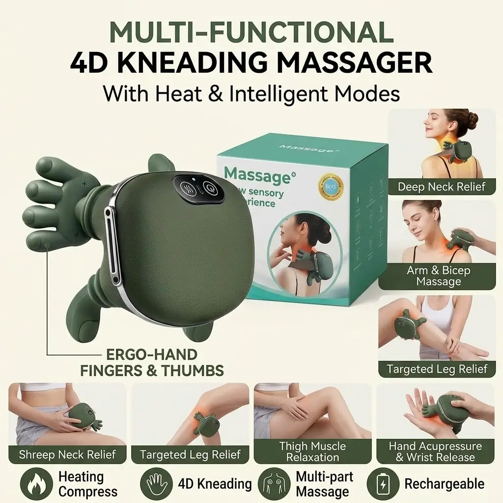 4D Kneading Neck & Body Massager with Heat Therapy & Intelligent Modes | Sharing Store