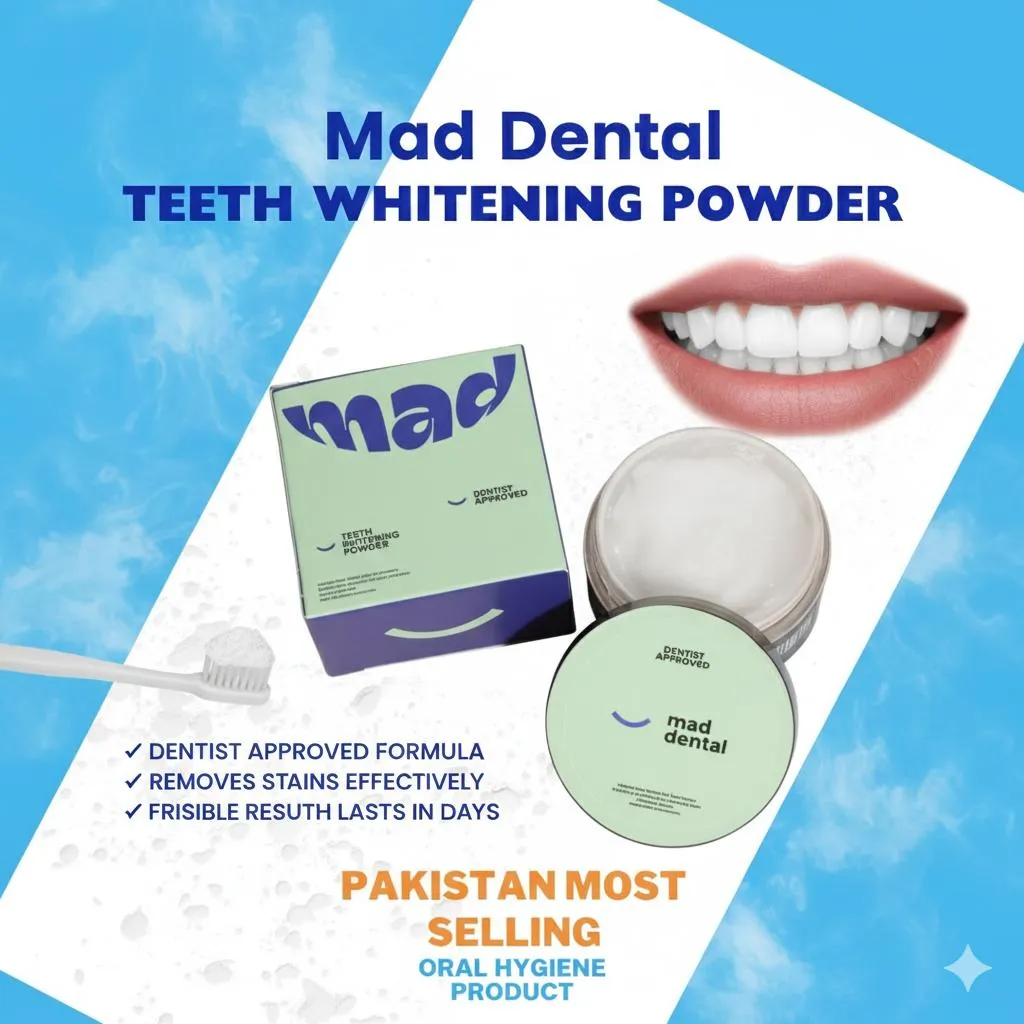 Mad Dental Teeth Whitening Powder 50ml Dentist Approved