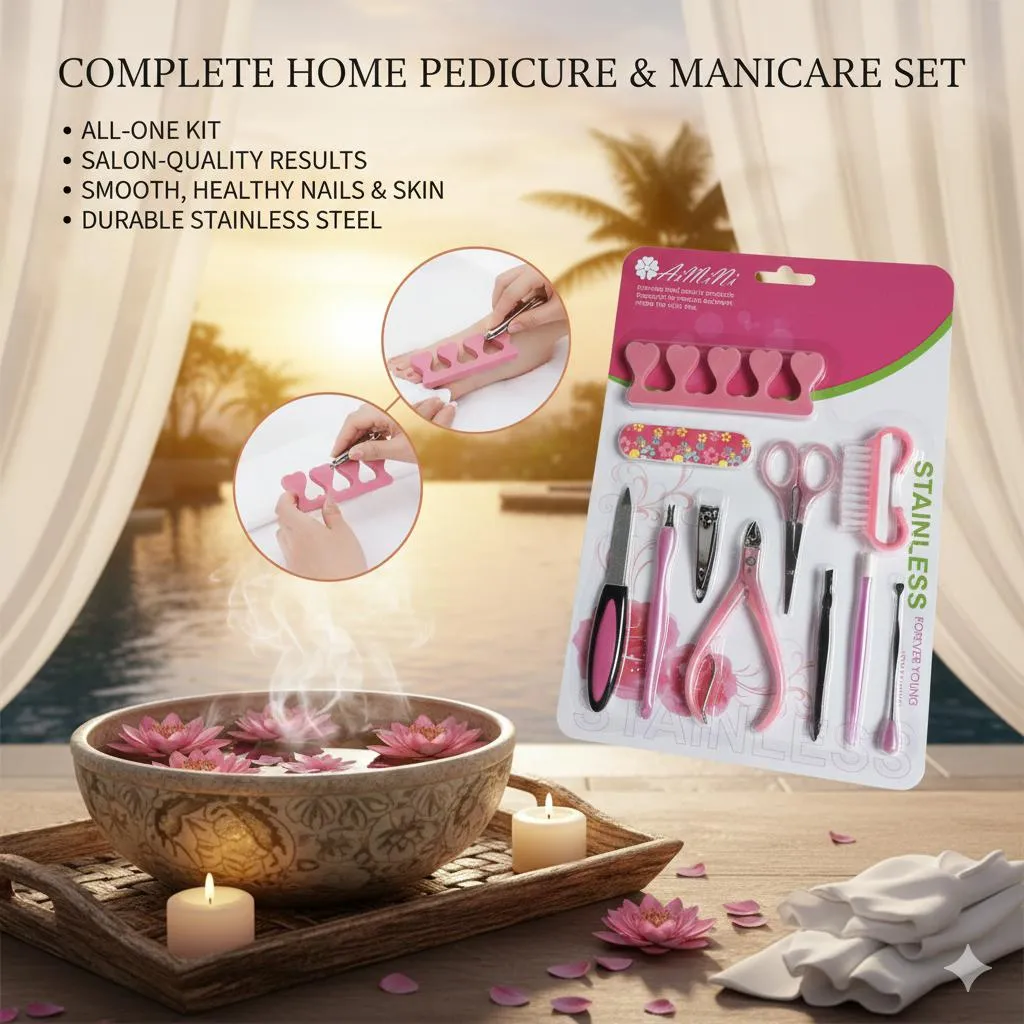 All-One Nail & Foot Pedicure Kit with Stainless Steel Tools