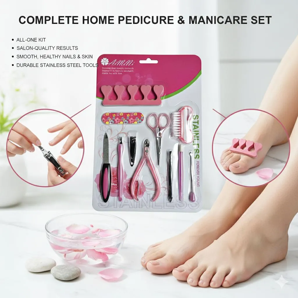 All-One Nail & Foot Pedicure Kit with Stainless Steel Tools