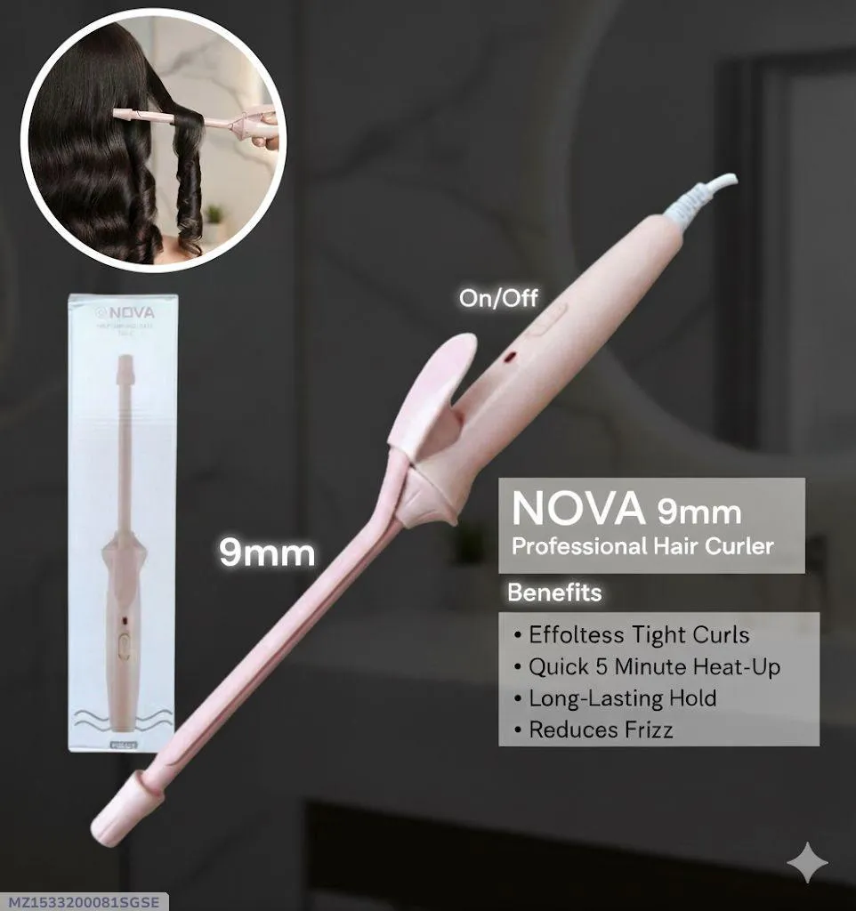 Nova 9mm Hair Curler & Straightener Rose Gold 9mm