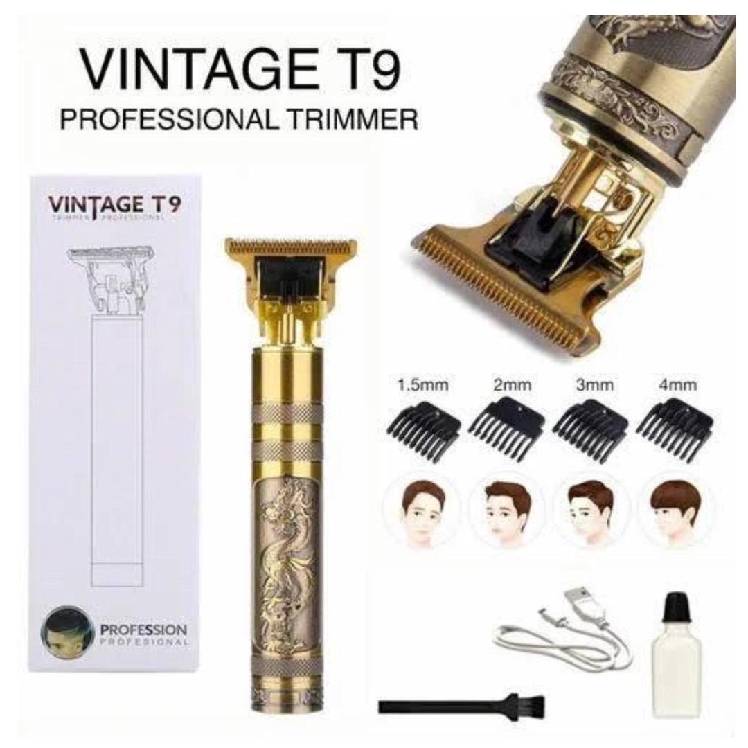 Vintage T9 Rechargeable Hair Trimmer Golden 4 Blades