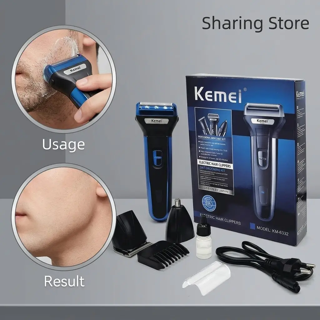 Kemei 3-in-1 Electric Shaver, Beard Trimmer  – KM-6332