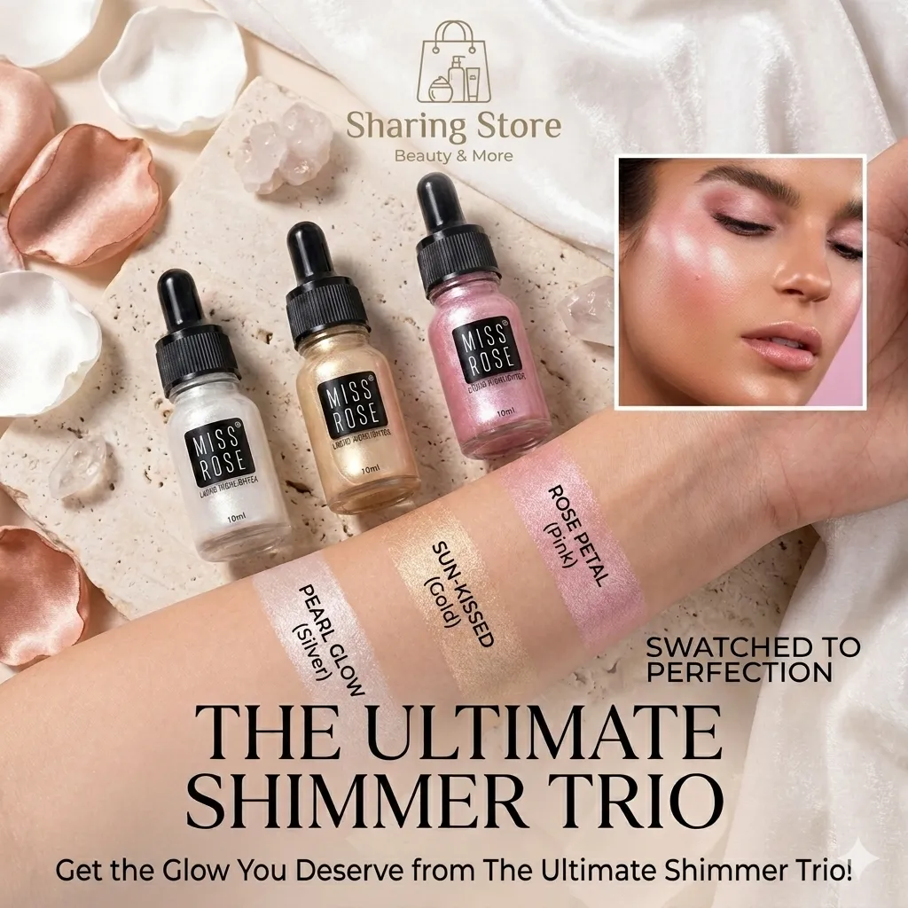 MISS ROSE Premium Liquid Highlighter - High-Shine Glow (10ml)
