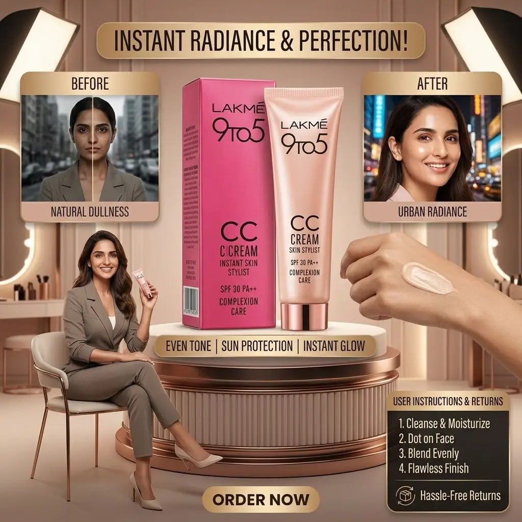 Lakmé 9to5 CC Complexion Care Cream - Beige (SPF 30 PA++) | All-in-One Instant Skin Stylist