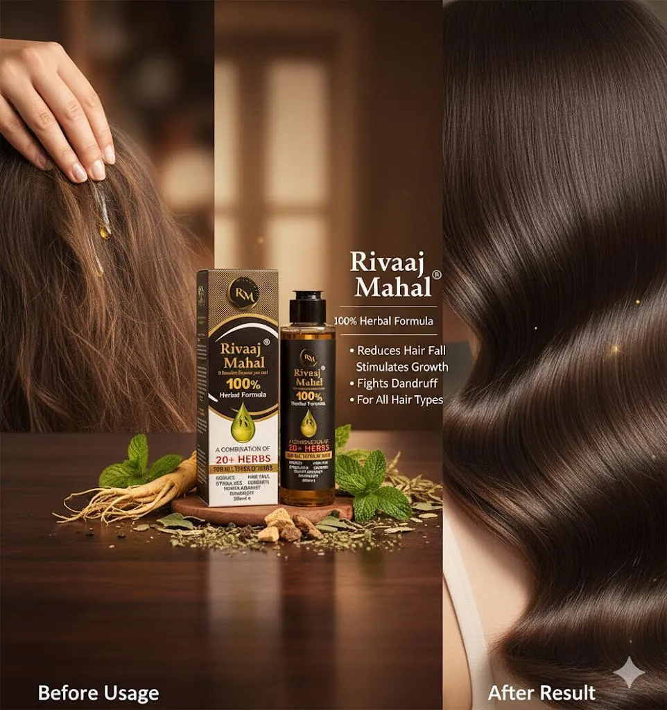 Rivaaj Mahal 100% Herbal Hair Oil 50ml for Dandruff & Growth