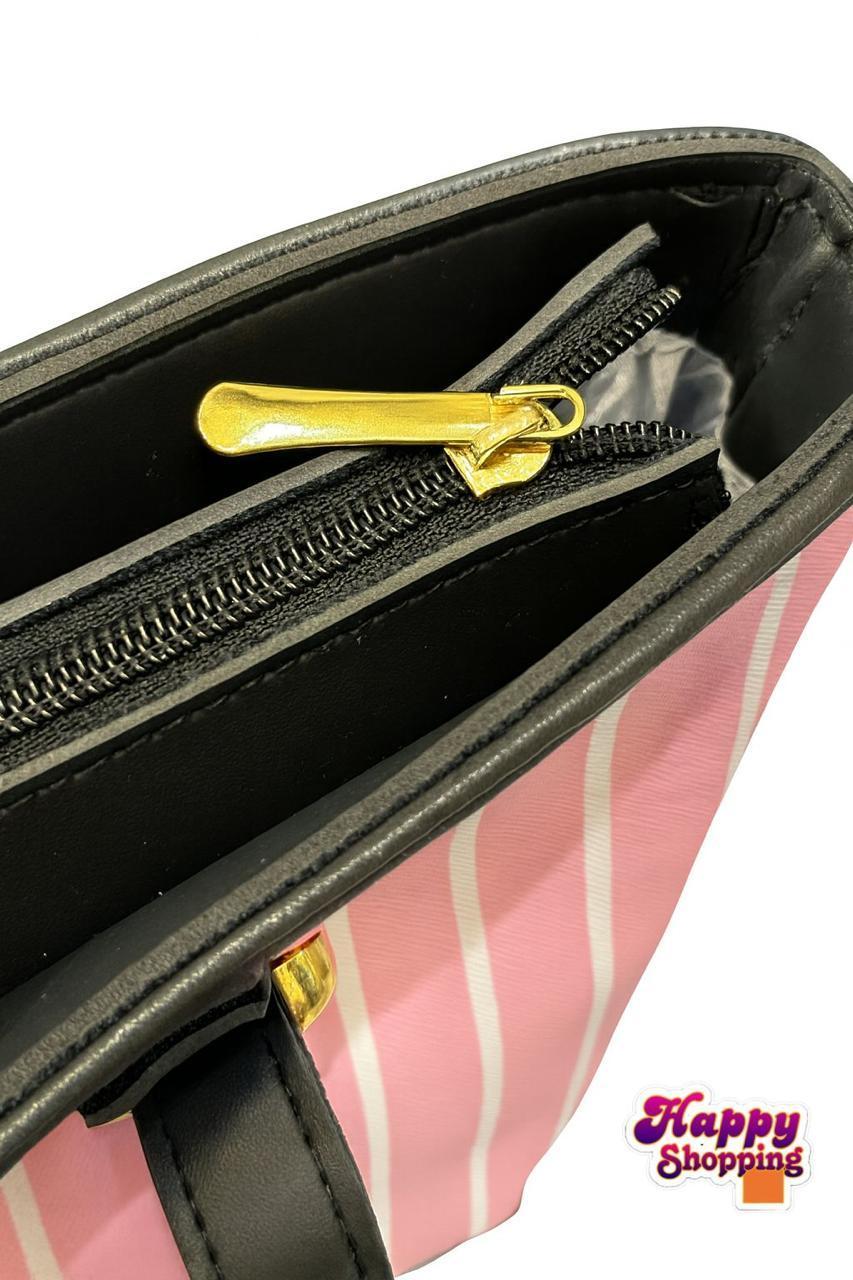Louis Vuitton Striped Tote & Crossbody Set Pink Black