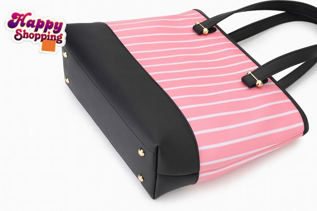 Louis Vuitton Striped Tote & Crossbody Set Pink Black