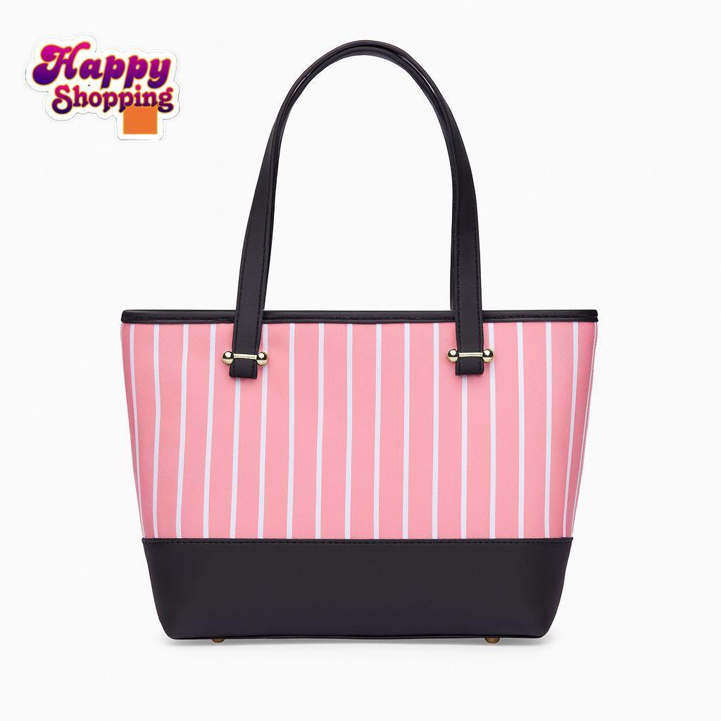 Louis Vuitton Striped Tote & Crossbody Set Pink Black