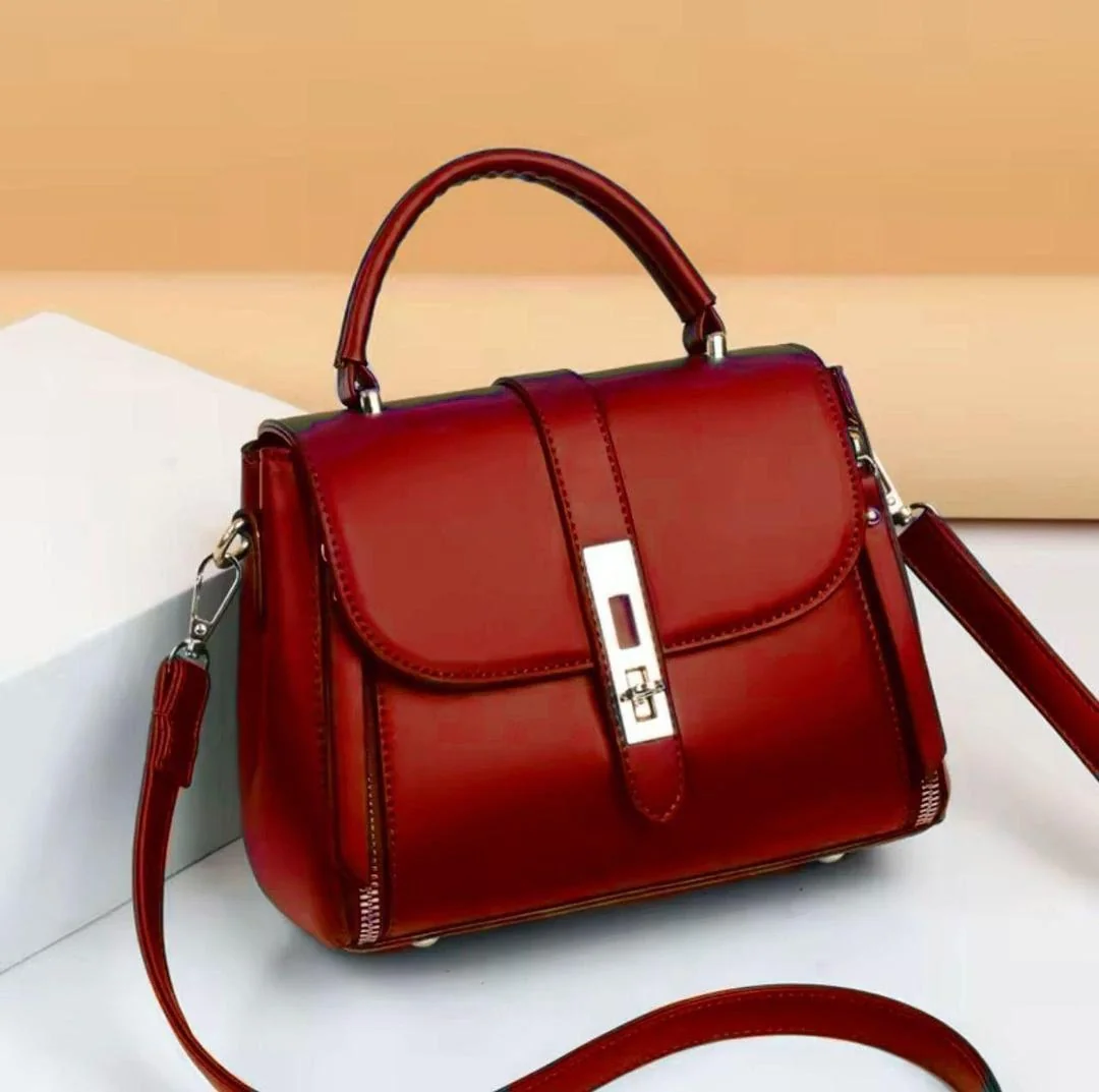Maroon PU Leather Crossbody Bag for Girls Medium Size