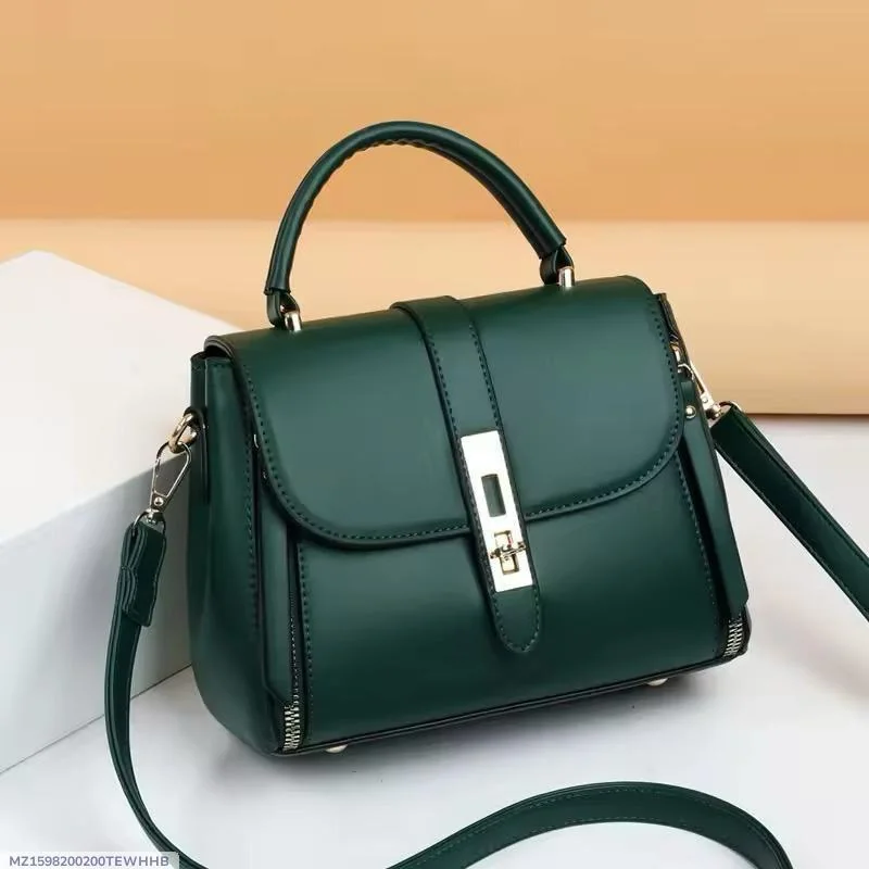 Green PU Leather Crossbody Bag for Girls Medium Size