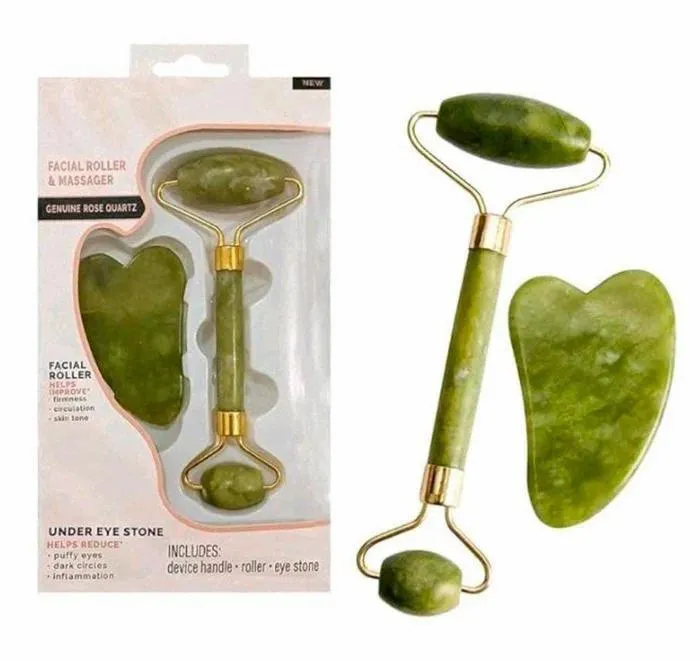 Green Facial Derma Roller with Under Eye Stone
