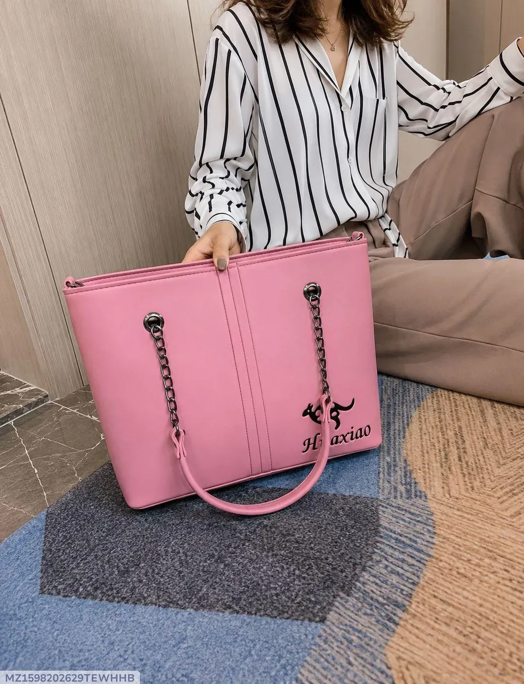 Pink Leather Shoulder Bag for Women