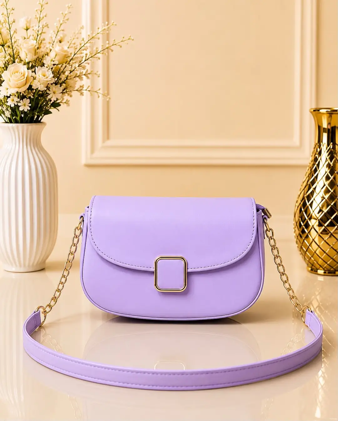 Women's Leather Plain Shoulder Bag