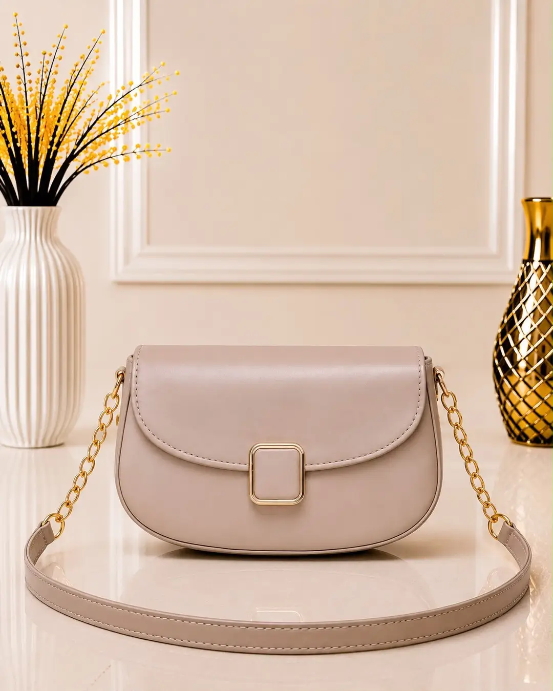 Women's Leather Plain Shoulder Bag