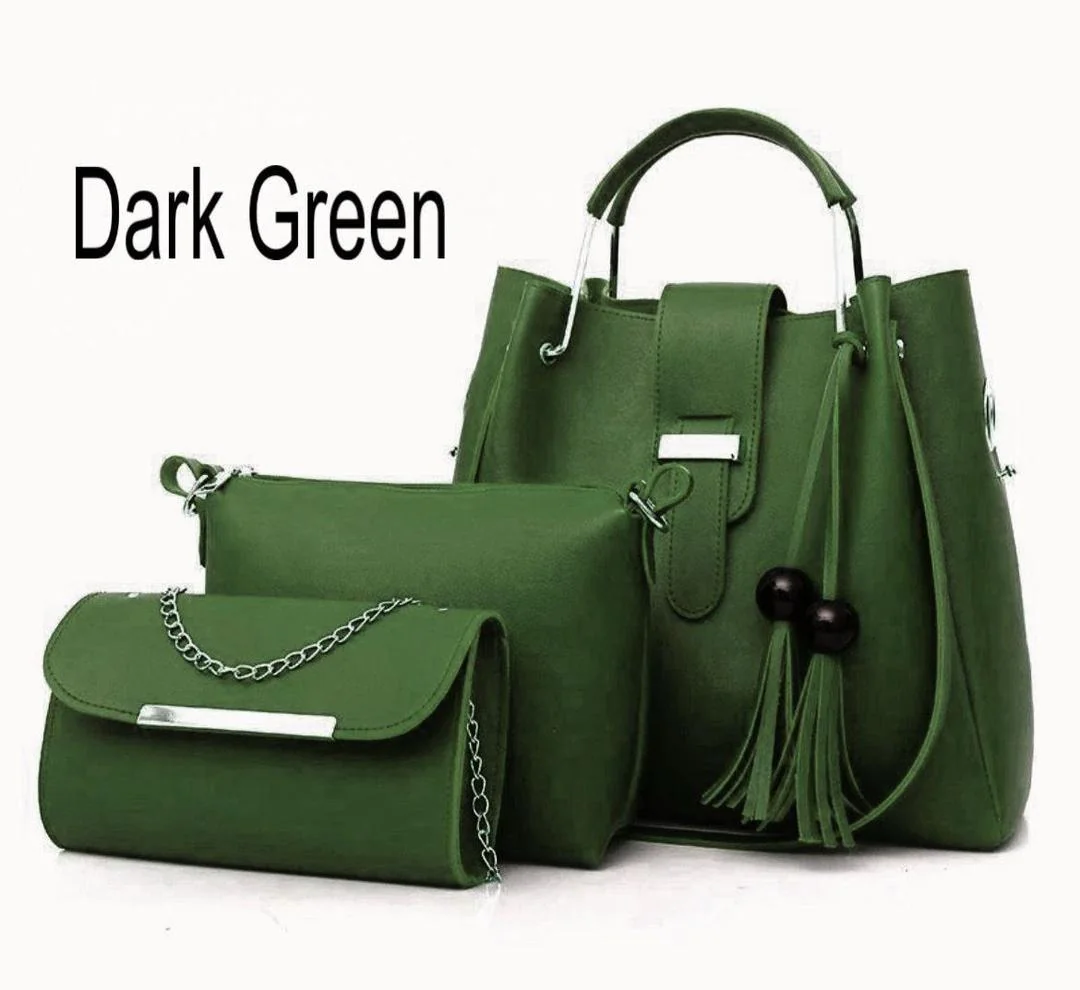 Women's PU Leather Plain Hand Bag Set