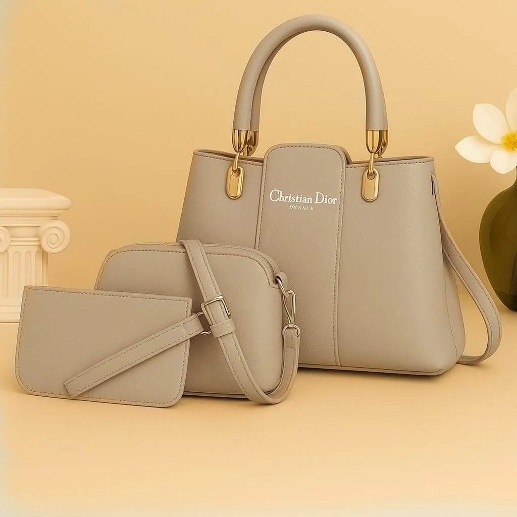 Pink Women's 3-Piece PU Leather Handbag Set
