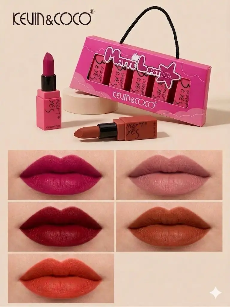 High Pigmented Pink Lipstick - Bold Coverage - 5 Pcs Pack
