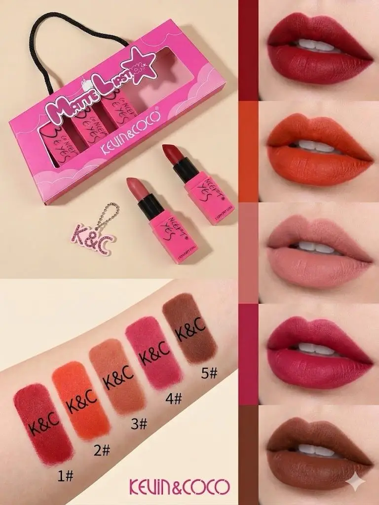 High Pigmented Pink Lipstick - Bold Coverage - 5 Pcs Pack