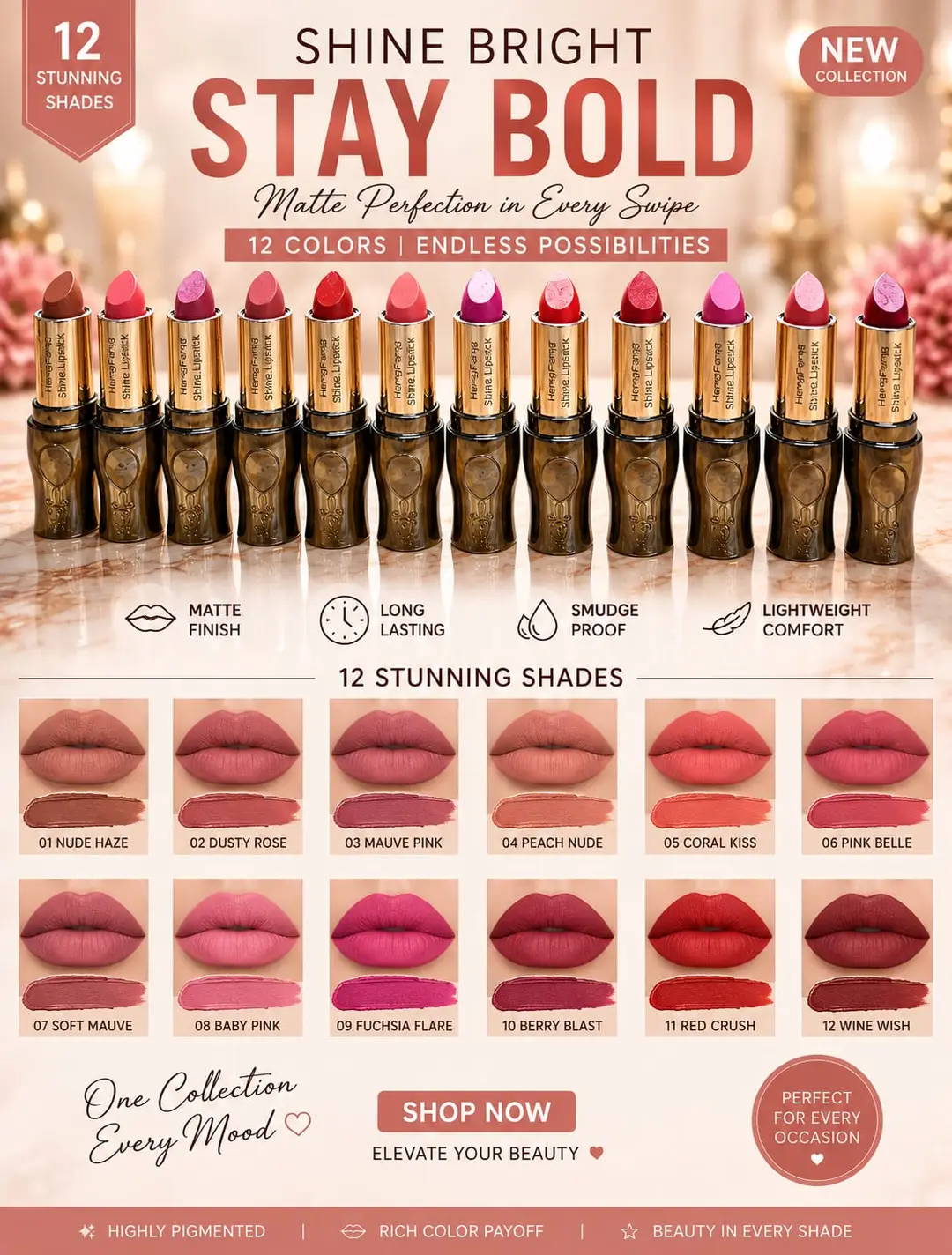 Bold Coverage Lipstick 12 Pcs