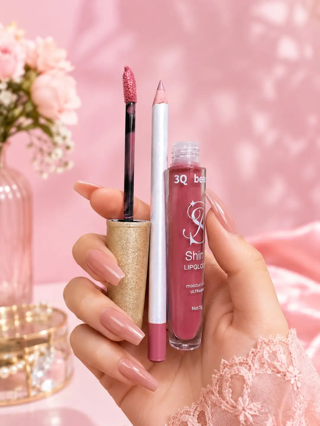 2 in 1 3Q Beauty Shinny LipGloss & Lipliner
