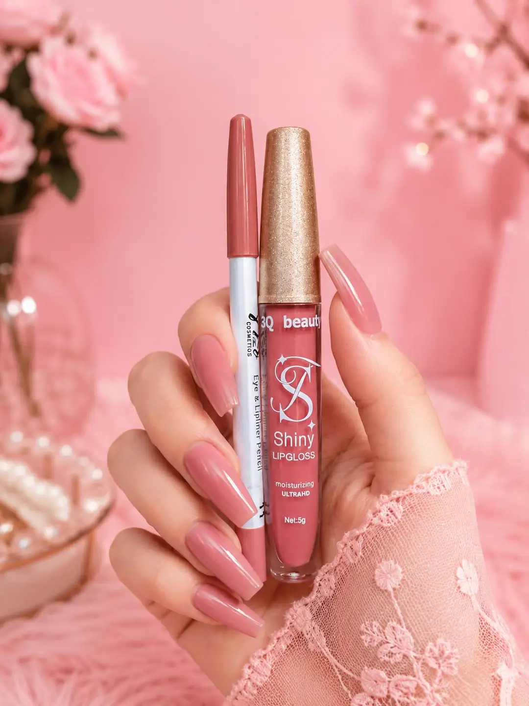 2 in 1 3Q Beauty Shinny LipGloss & Lipliner