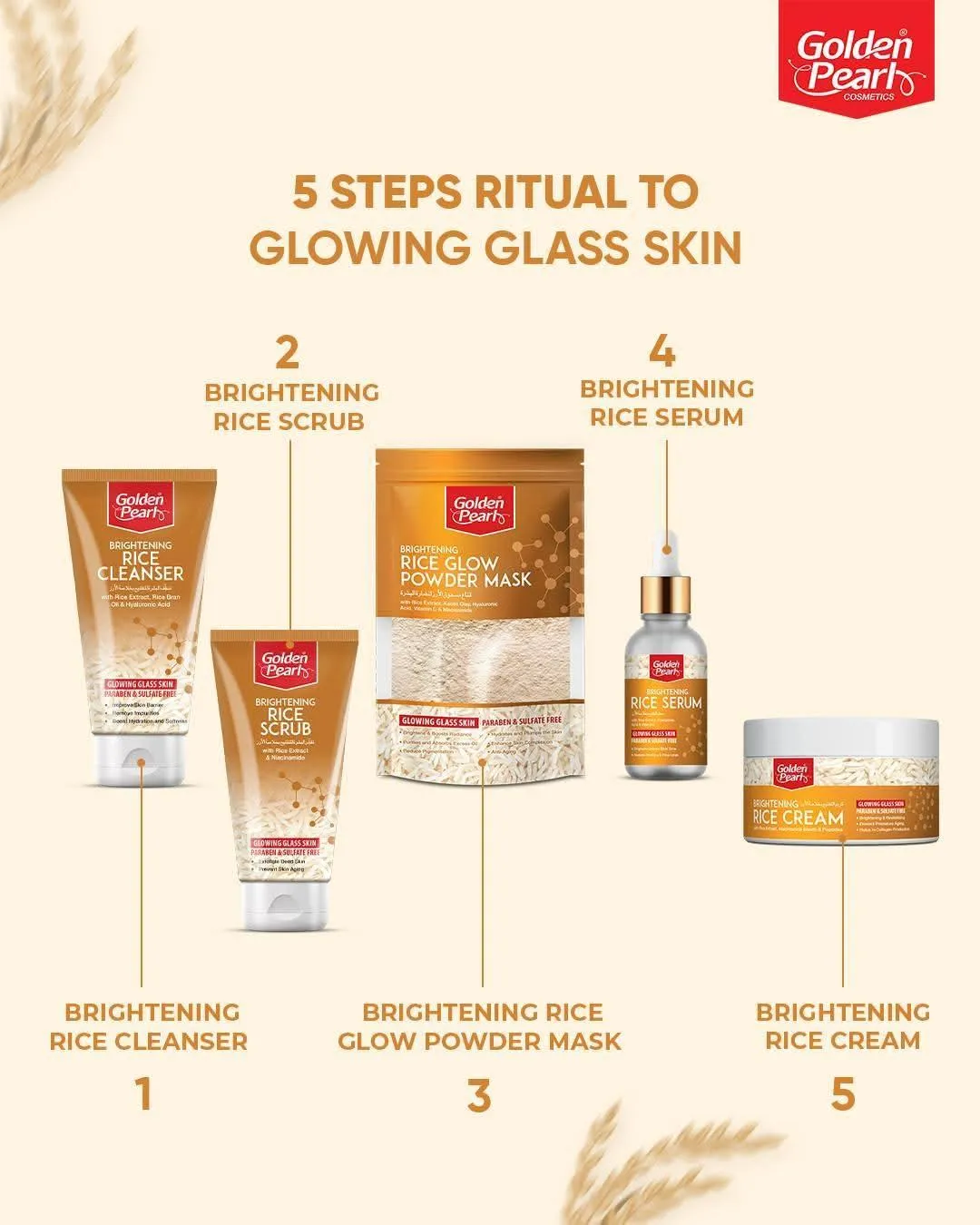 Golden Glow Face Powder Mask Set 200g Brown Whitening Brightening