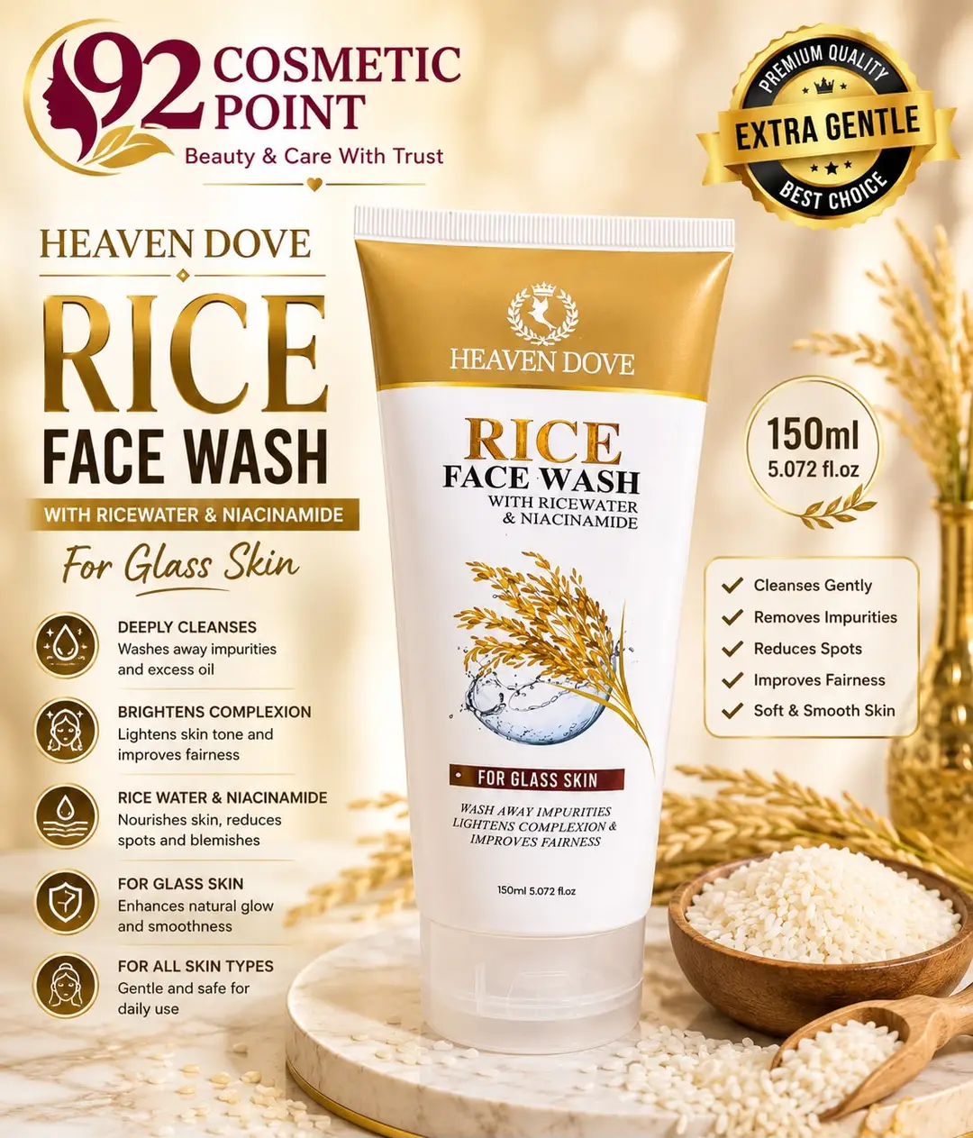 Whitening And Brightening Rice Face Wash 150 Ml